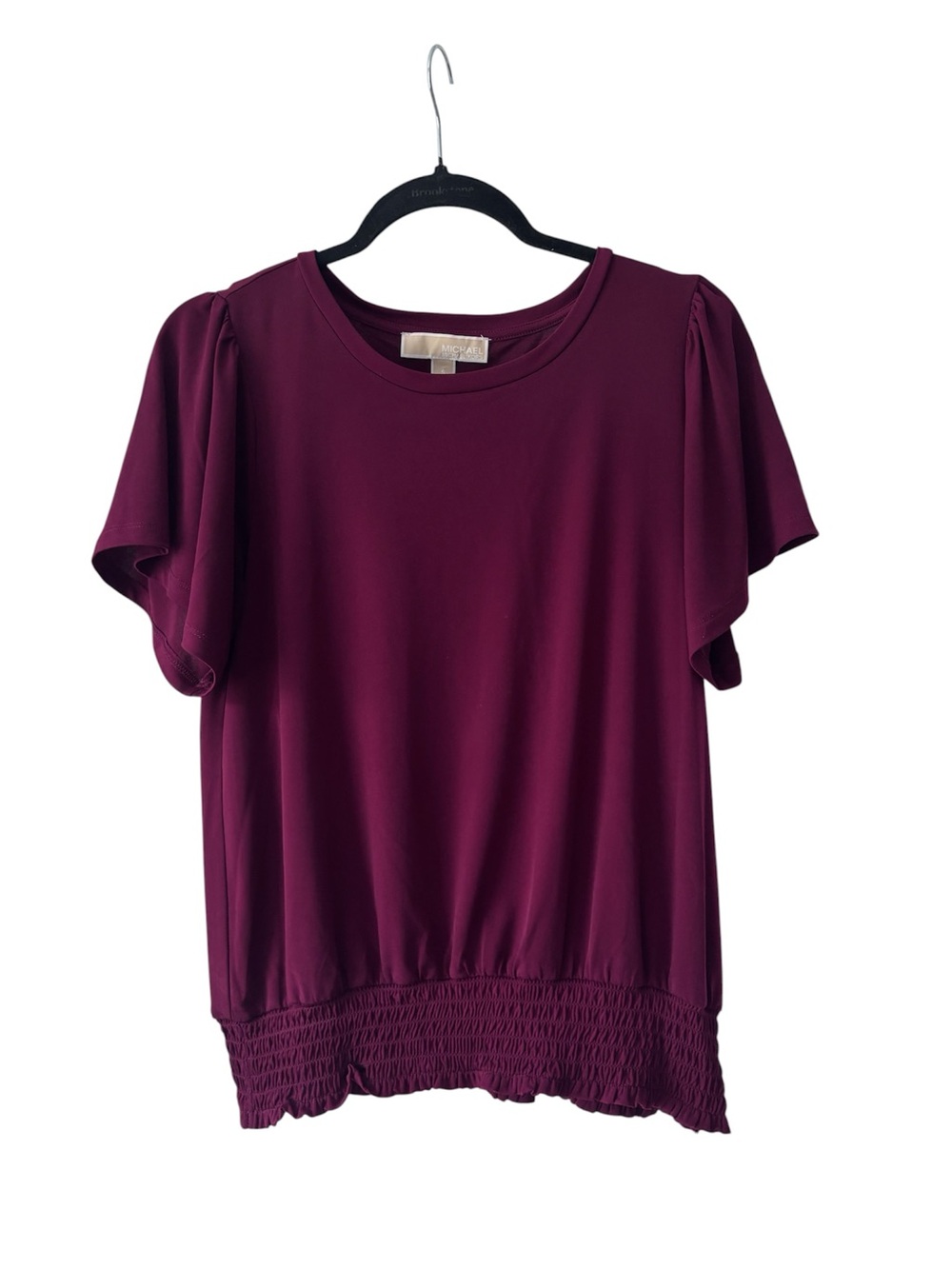 Michael Kors Short Sleeve Smocked Hem Top - Plum